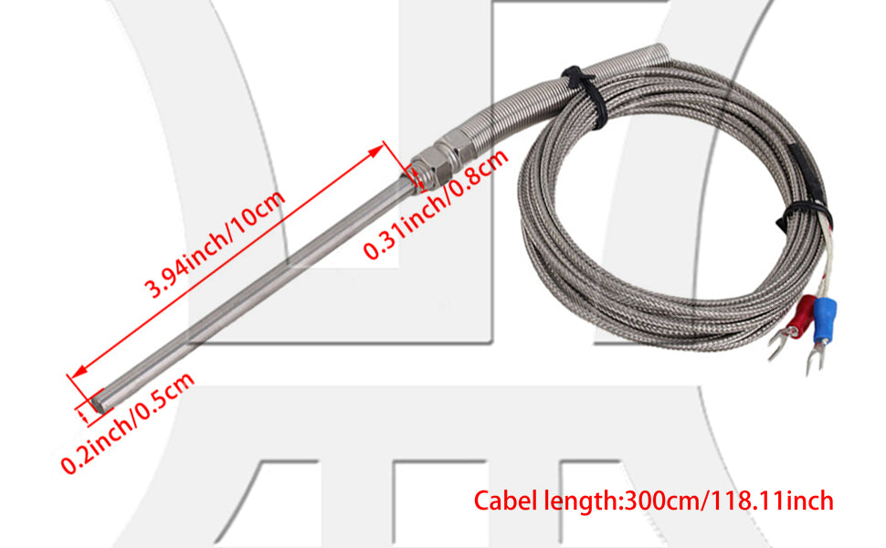 BQLZR High Temperature Most 700C Thermocouple 5mm Dia 3.93" L Probe Sensor K type