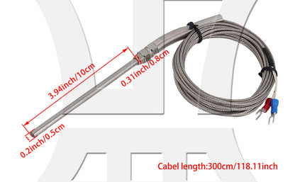 BQLZR High Temperature Most 700C Thermocouple 5mm Dia 3.93" L Probe Sensor K type