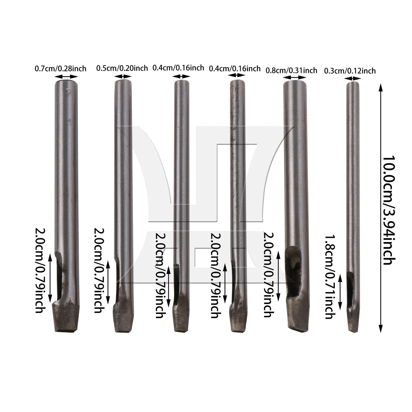 BQLZR 6 x Silver Steel Rectangle Pattern Punch Tool for Leather Punch