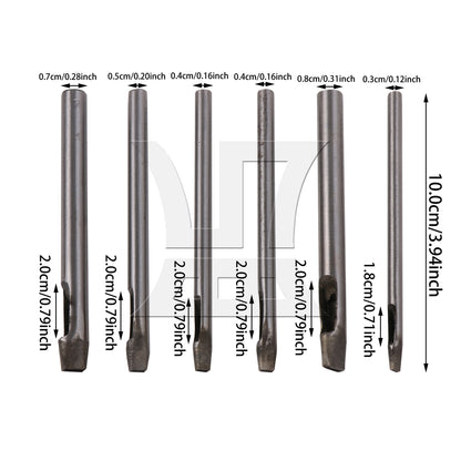 BQLZR 6 x Silver Steel Rectangle Pattern Punch Tool for Leather Punch