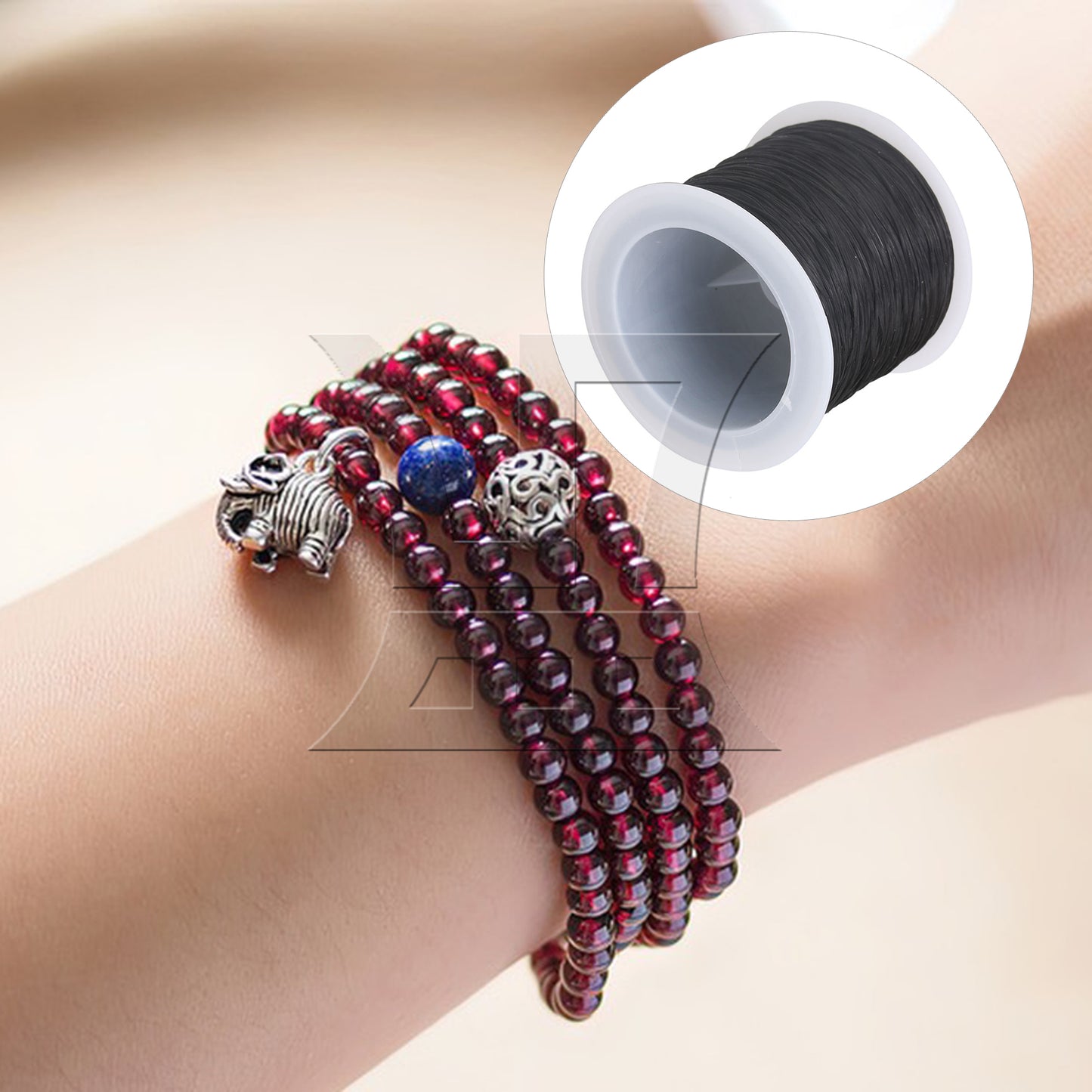 BQLZR 0.5mm Black Beading Thread Jewelry Bracelet Making Weaving Stretchy Cord 60m