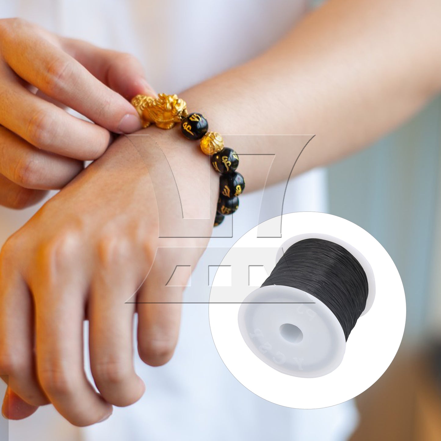 BQLZR 0.5mm Black Beading Thread Jewelry Bracelet Making Weaving Stretchy Cord 60m