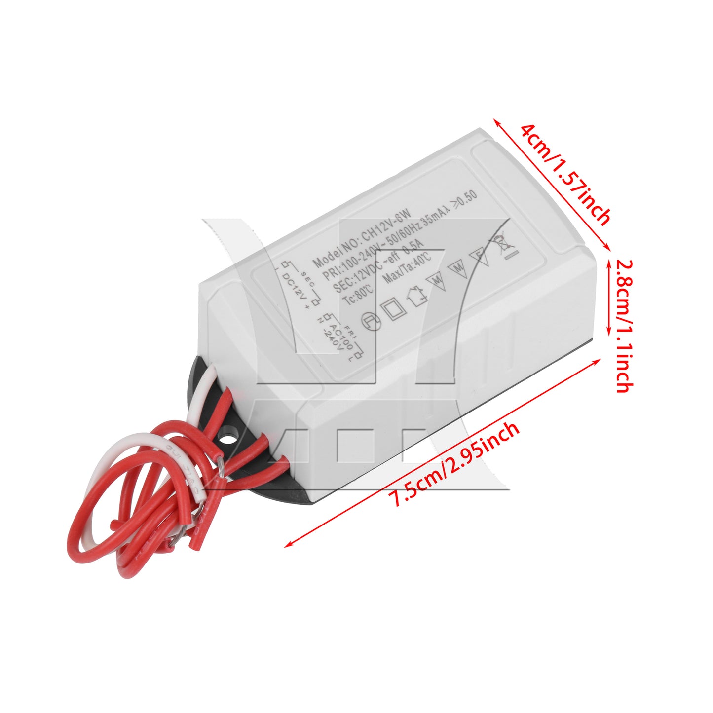 BQLZR LED 100-240V AC to 12V 6W 0.5A Constant Voltage Transformer for 12v LED
