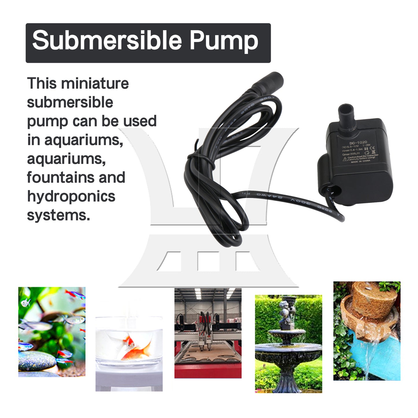 BQLZR DC5.5-12V 1-3W Submersible Water Pump 200L/H For Aquarium fountain fish pond