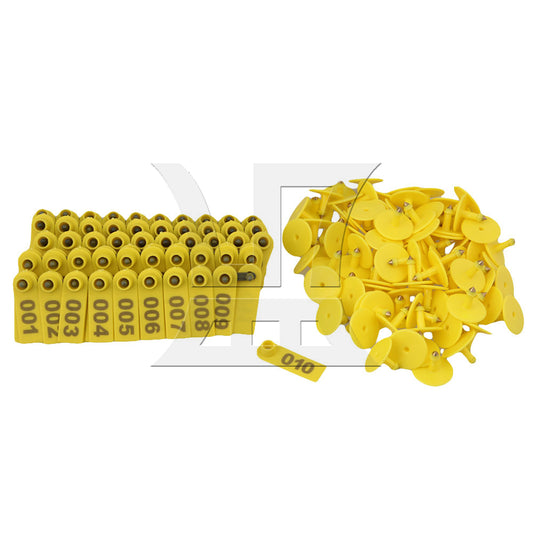 BQLZR 100 Sets Goat Sheep Pig 1-100 Number Plastic Livestock Ear Tag With Yellow Color