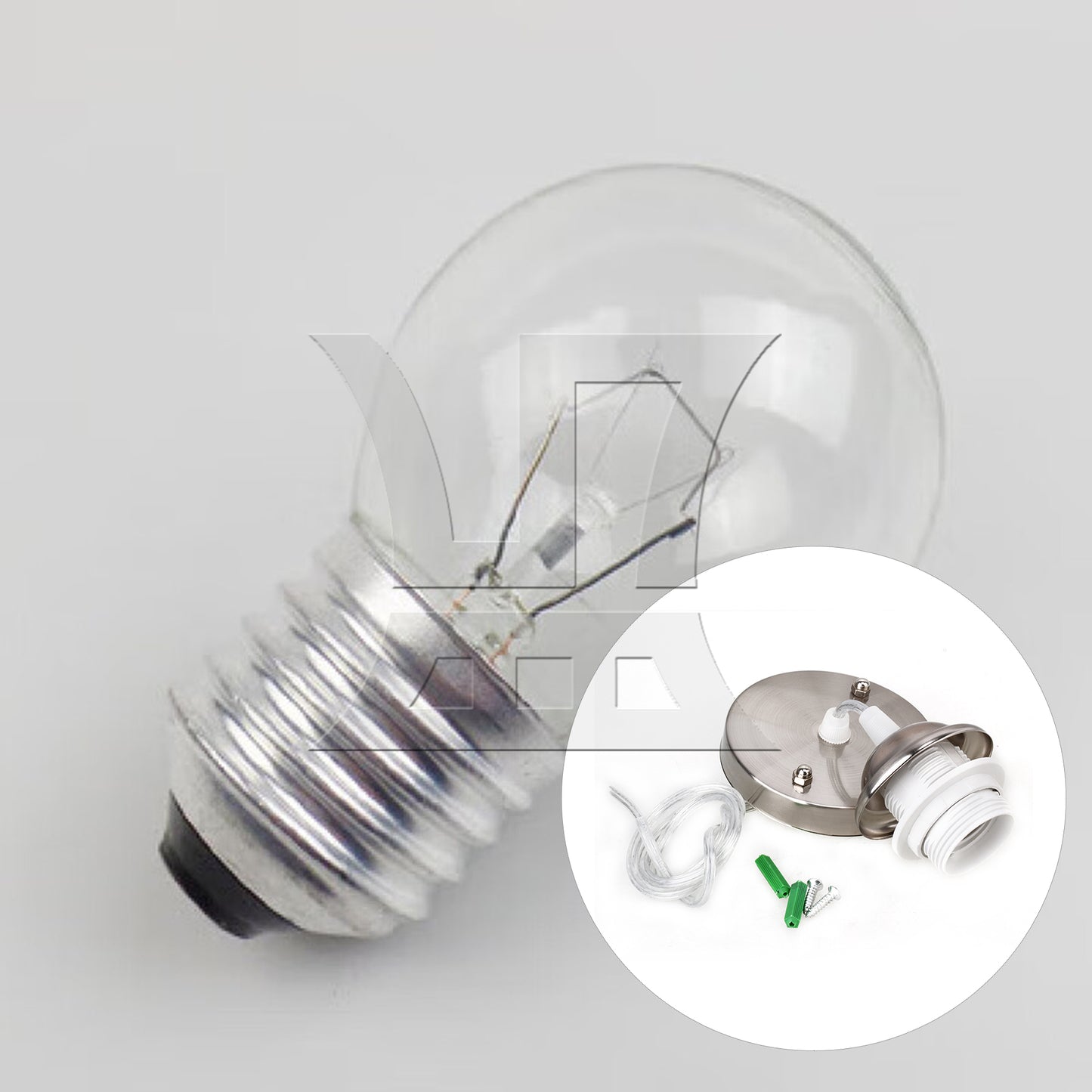 BQLZR Silver Lamp Cover Ceiling Rose Pendant Light Kit Set E27 Screw-mount Lamp Base