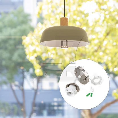 BQLZR Silver Lamp Cover Ceiling Rose Pendant Light Kit Set E27 Screw-mount Lamp Base