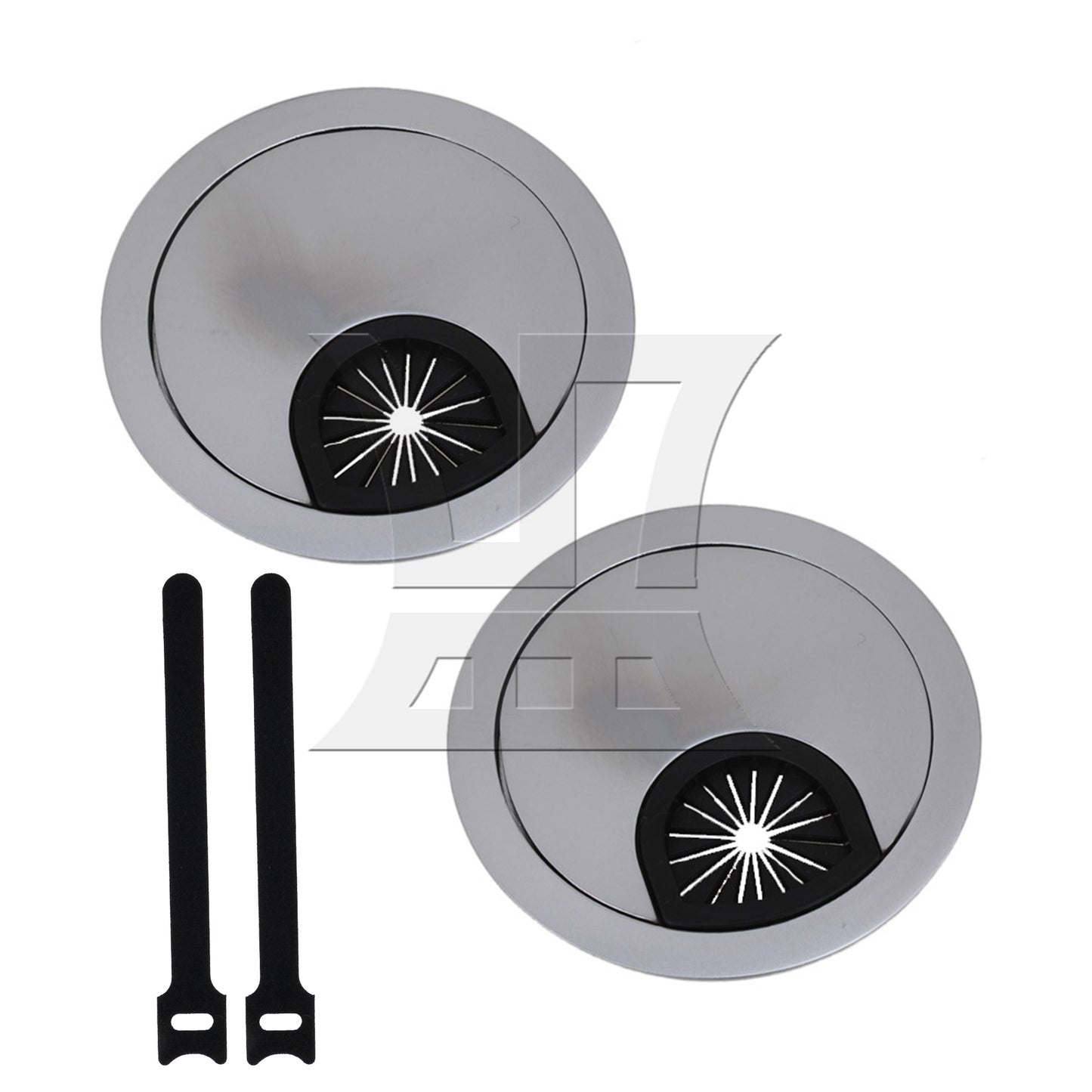 BQLZR Zinc Alloy Desk Wire Grommet Cable Hole Roubd Cover 60mm Hole Dia Silver