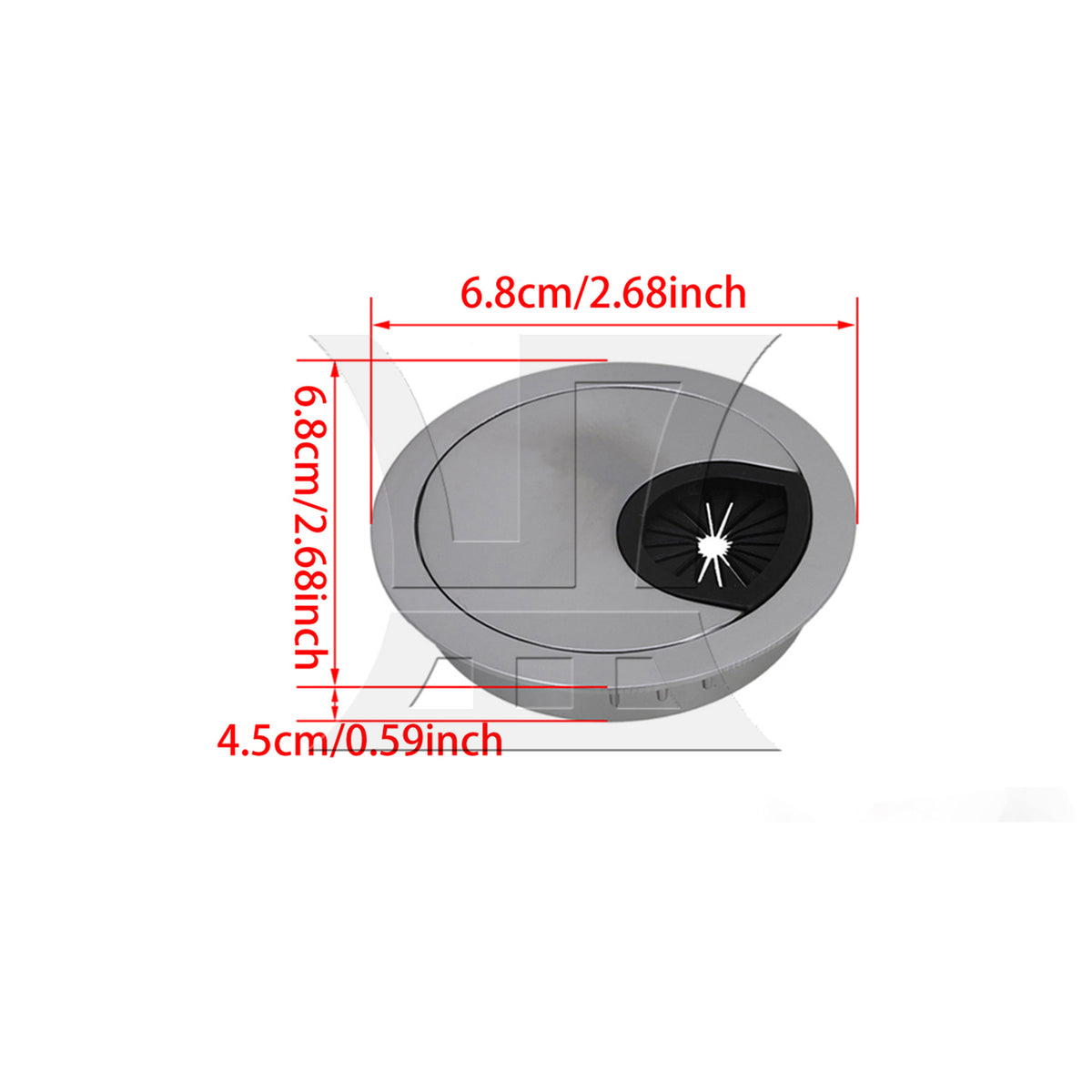 BQLZR Zinc Alloy Desk Wire Grommet Cable Hole Roubd Cover 60mm Hole Dia Silver