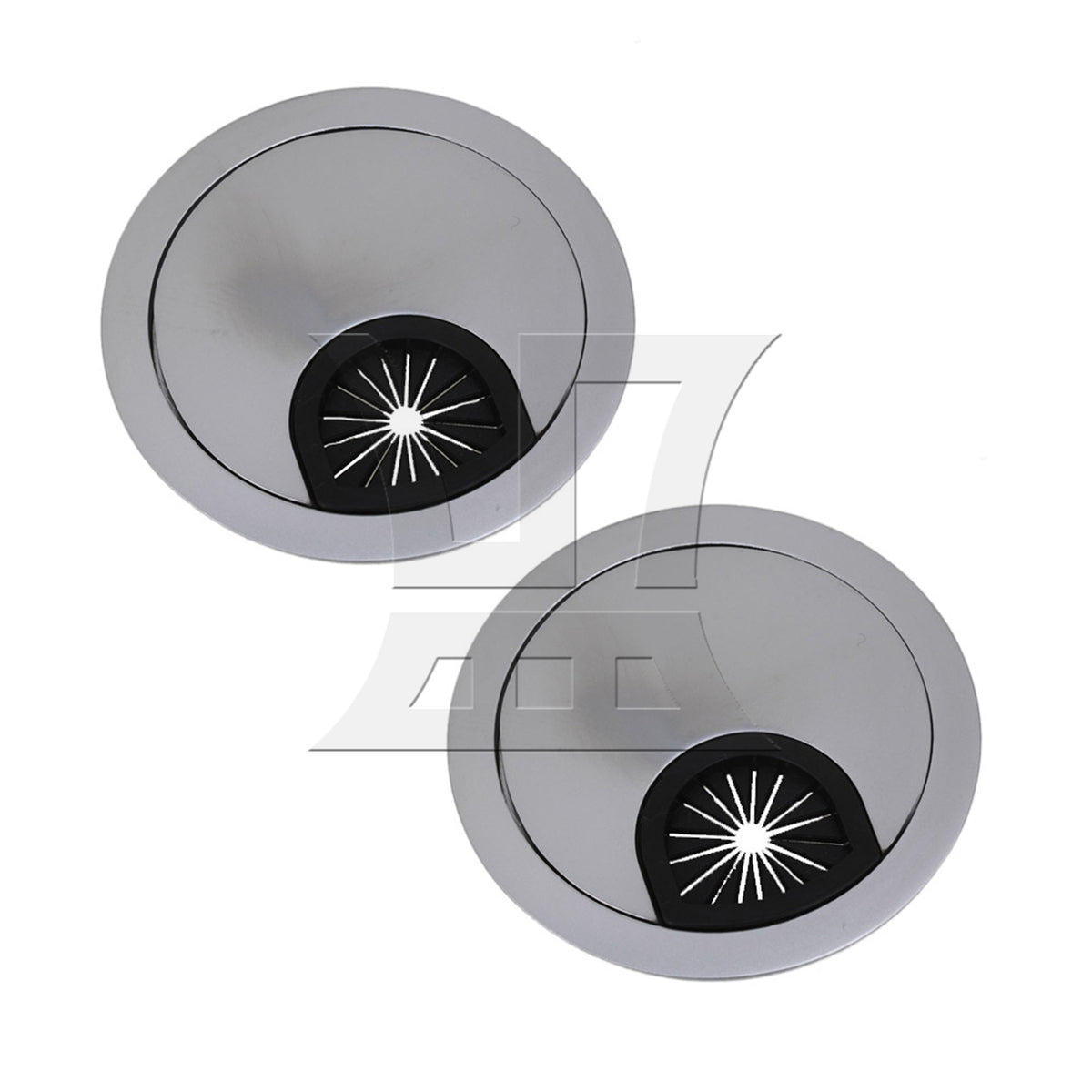 BQLZR Zinc Alloy Desk Wire Grommet Cable Hole Roubd Cover 60mm Hole Dia Silver
