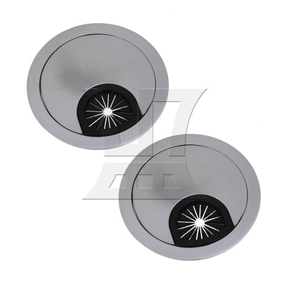 BQLZR Zinc Alloy Desk Wire Grommet Cable Hole Roubd Cover 60mm Hole Dia Silver