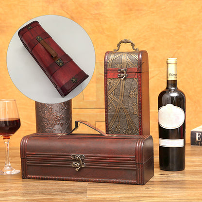 BQLZR Exquisite Retro Wooden Gift Box Vintage Wine Storage Box Case Holder