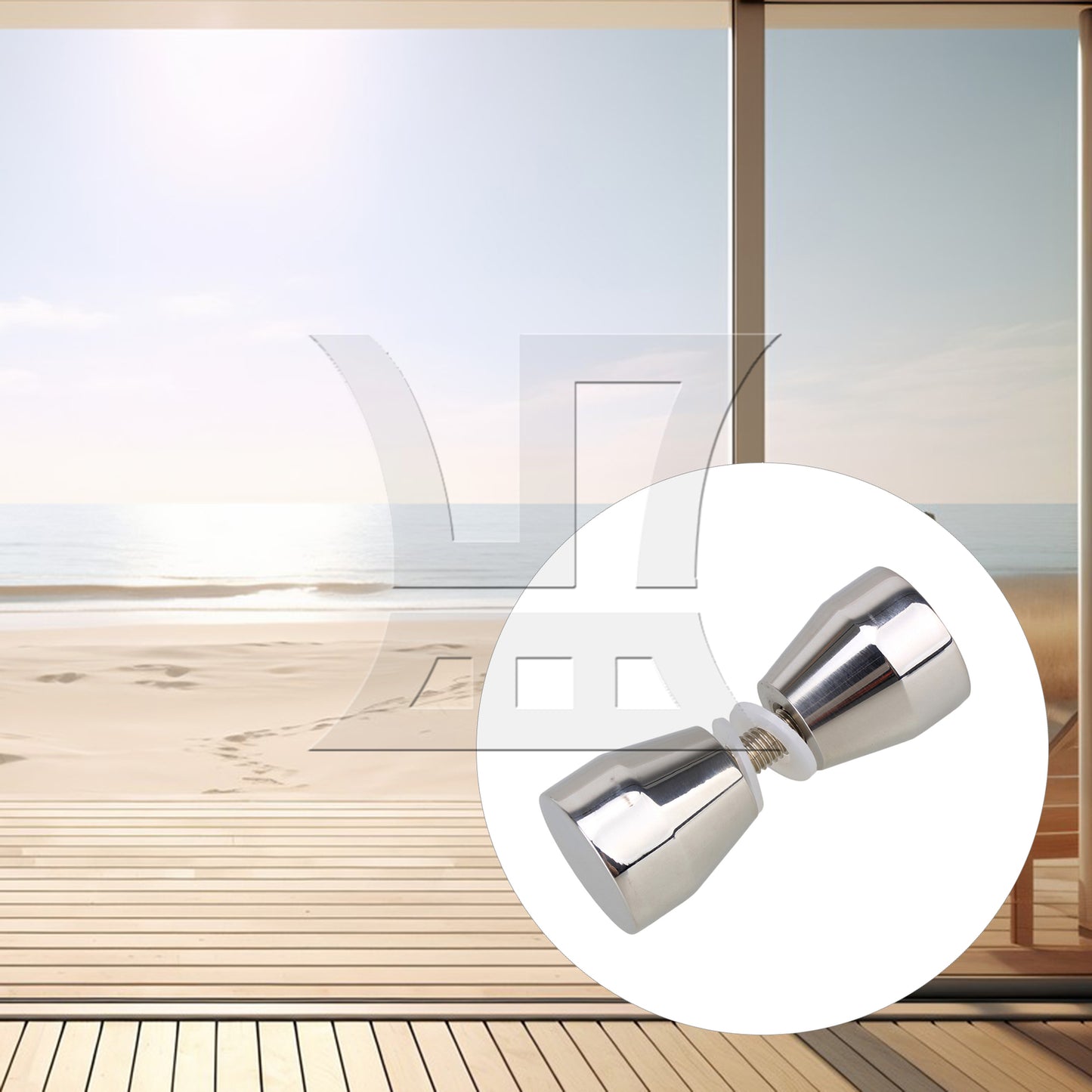 BQLZR Stainless Steel Solid Glass Door Taper Head Knob Handle Silver Tone