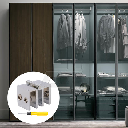 BQLZR 180 Degree Glass Door Cupboard Cabinet Clamp Hinge