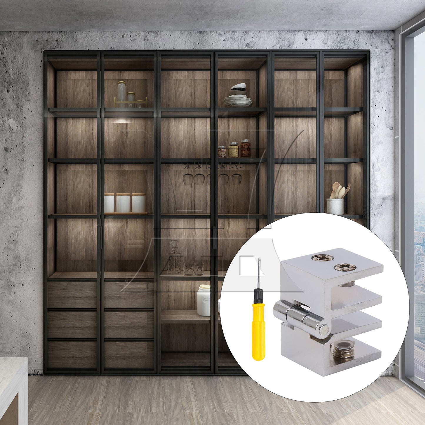 BQLZR 180 Degree Glass Door Cupboard Cabinet Clamp Hinge