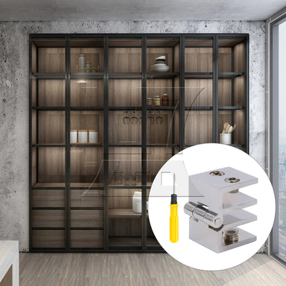 BQLZR 180 Degree Glass Door Cupboard Cabinet Clamp Hinge