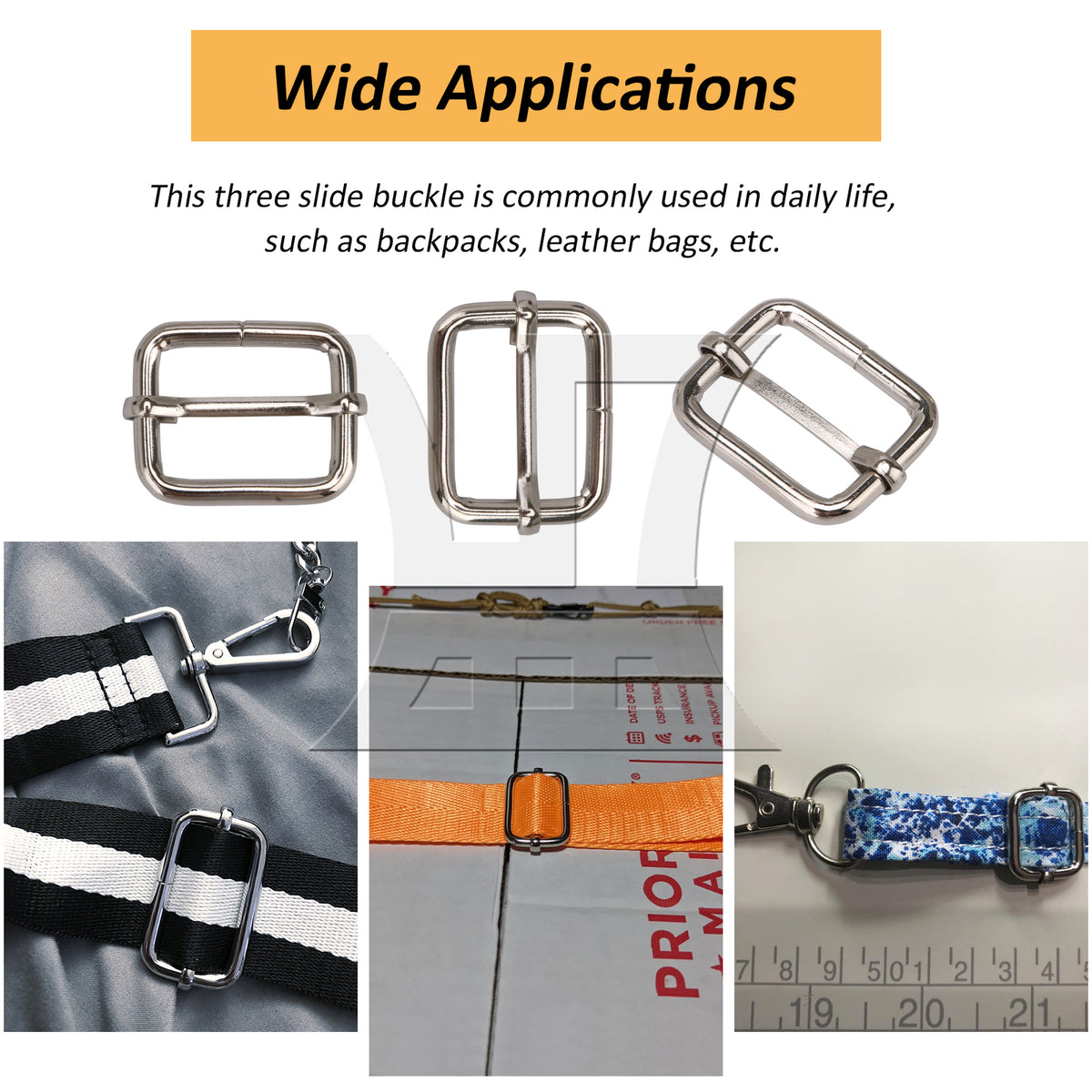 BQLZR  Metal Slides Tri-glides Wire-formed Roller Pin Buckles 25mm Strap Adjuster