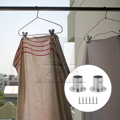 BQLZR  Silver Stainless Steel Closet Rod Flange Socket Holder For 25mm Pipe