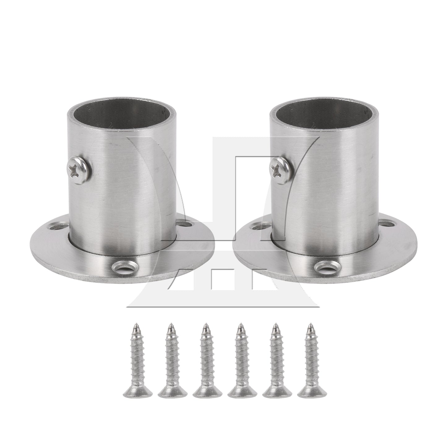 BQLZR  Silver Stainless Steel Closet Rod Flange Socket Holder For 25mm Pipe