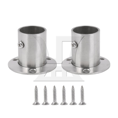 BQLZR  Silver Stainless Steel Closet Rod Flange Socket Holder For 25mm Pipe