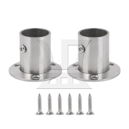 BQLZR  Silver Stainless Steel Closet Rod Flange Socket Holder For 25mm Pipe