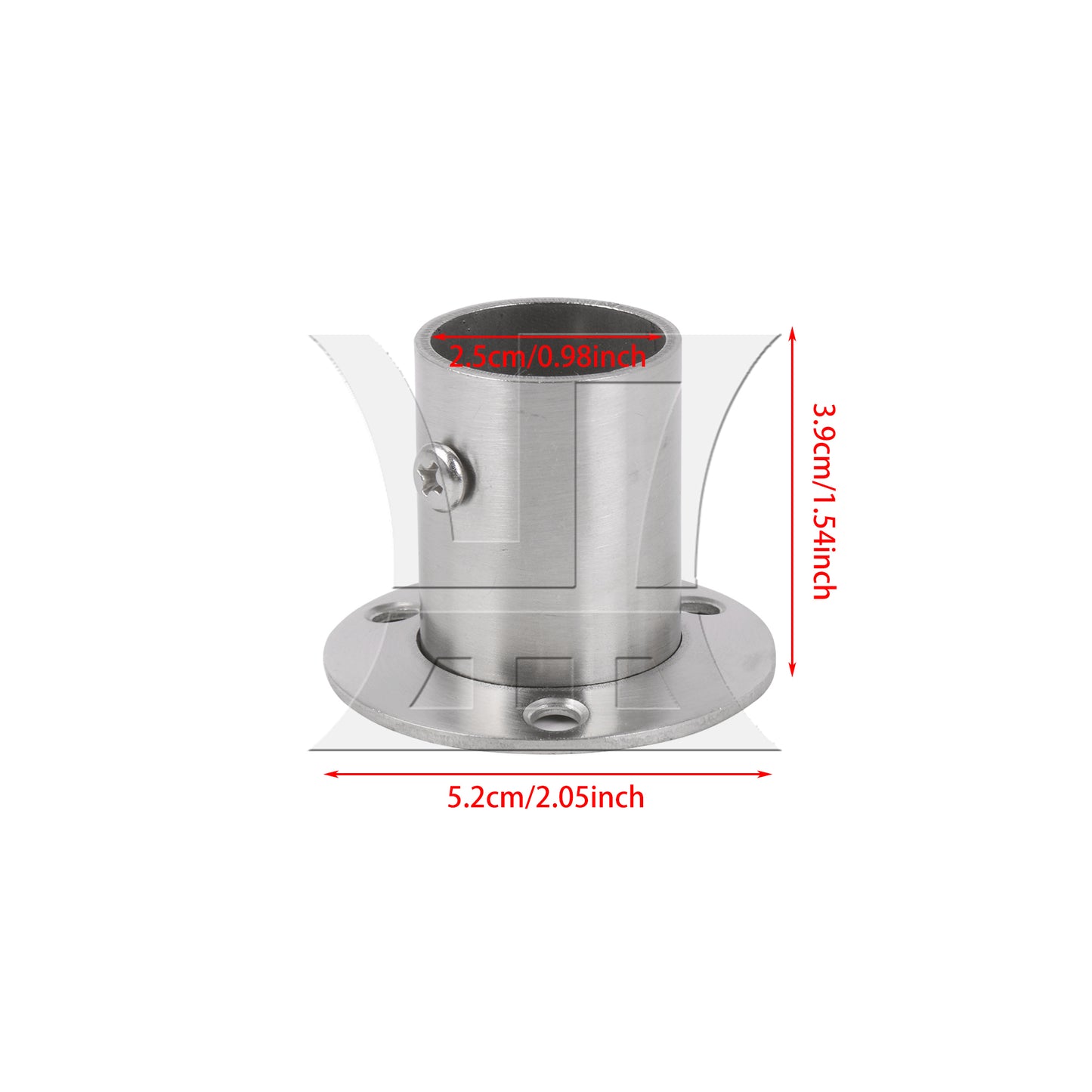 BQLZR  Silver Stainless Steel Closet Rod Flange Socket Holder For 25mm Pipe