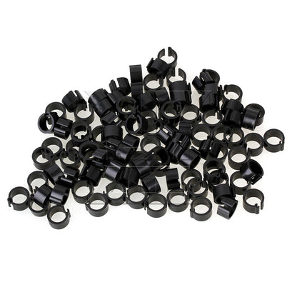 BQLZR 100pcs Black Chicken Pigeon Leg Band Poultry Dove Bird Parrot Clip Ring 8mm