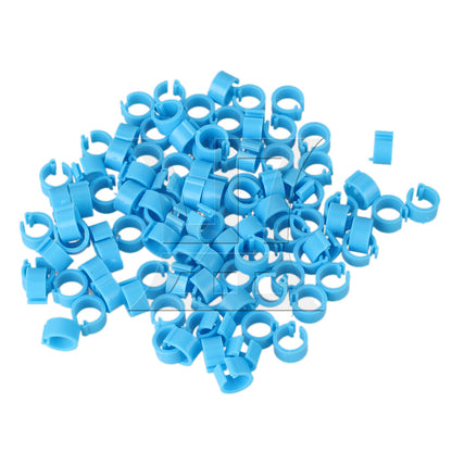 BQLZR 100pcs Blue Plastic Poultry Leg Bands Bird Chicks Ducks Clip-on Rings 8mm