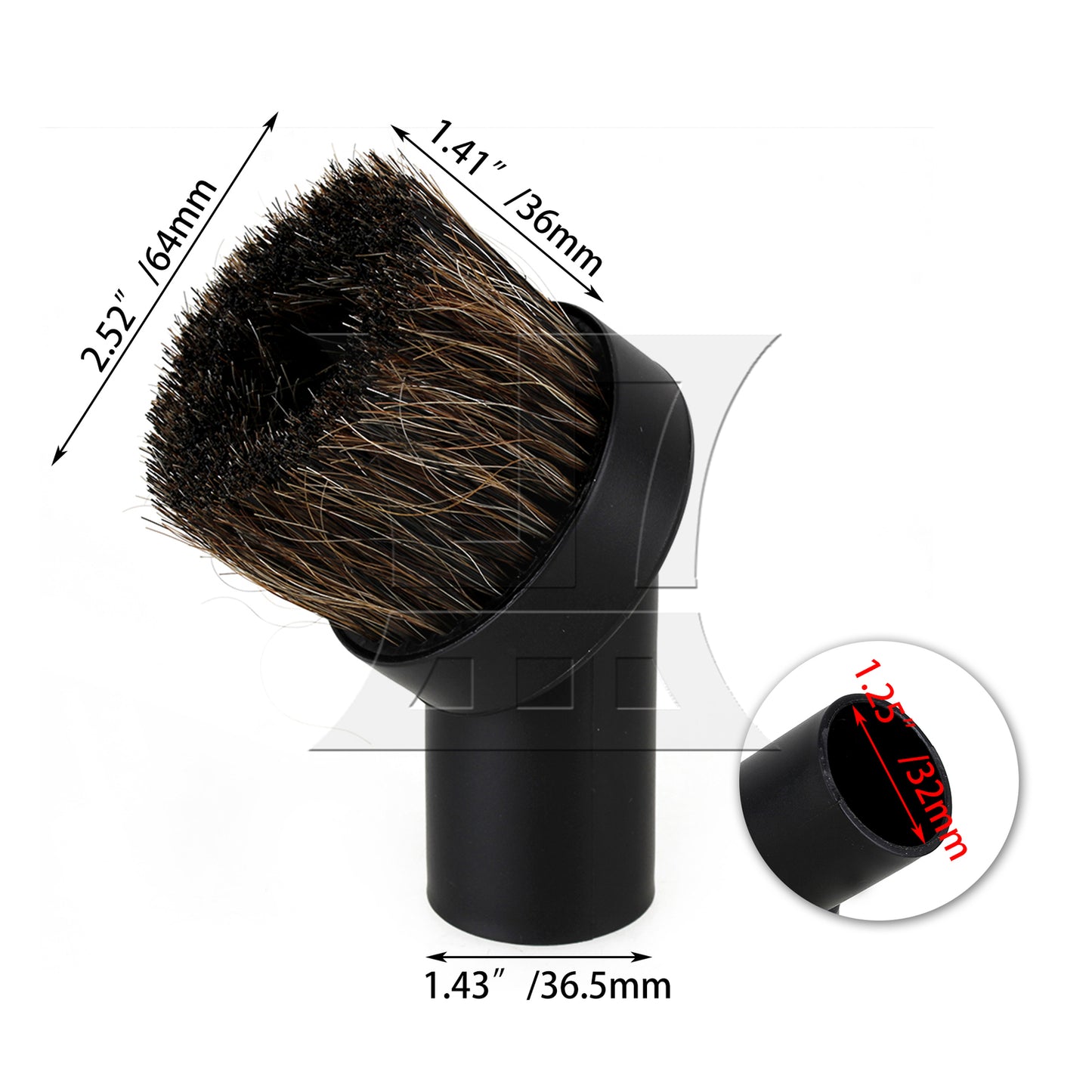 BQLZR Vacuum Round Brush Soft Bristles Replacement Part 1-1/2 Inch Inner Dia Black