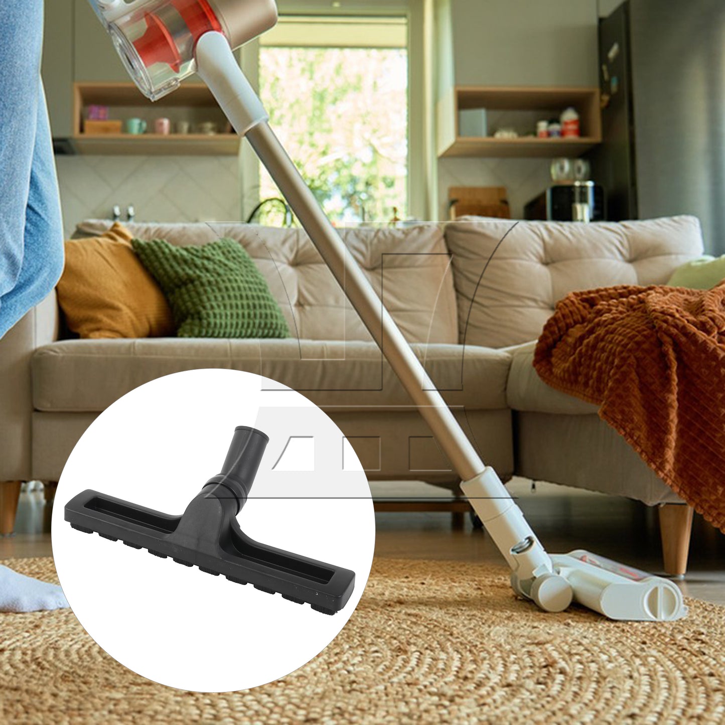 BQLZR 32mm Inner Dia Vacuum Attachment 360 Floor Brush Tool with Wheel 30x5cm