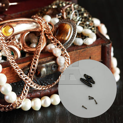 BQLZR Mini Jewelry Case Metal Decorative Wooden Box Lid Latch Catch