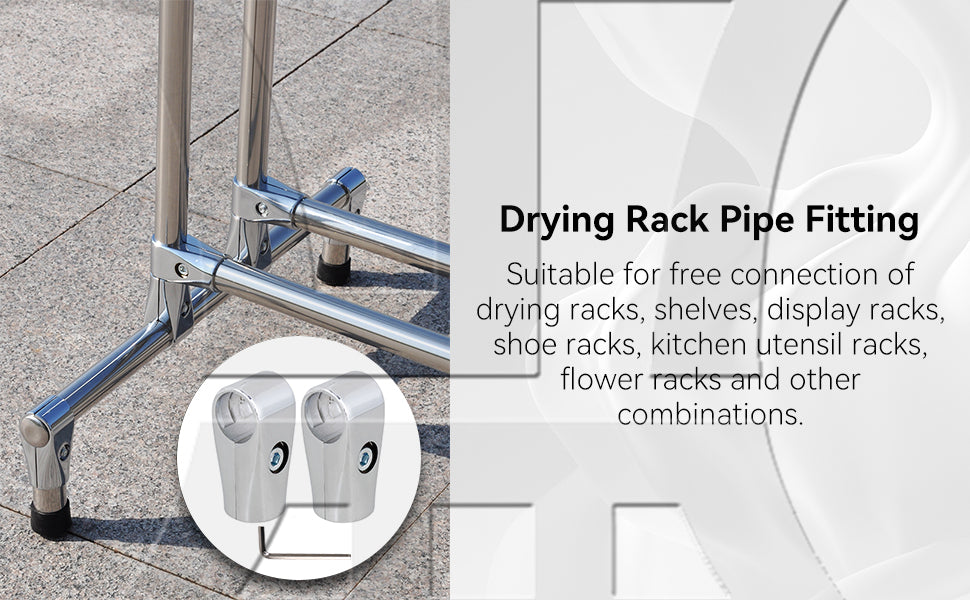 BQLZR  Metal Drying Rack Pipe Fittings Two-way Connector 0.98inch Silver