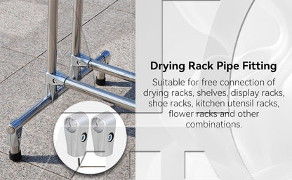 BQLZR  Metal Drying Rack Pipe Fittings Two-way Connector 0.98inch Silver