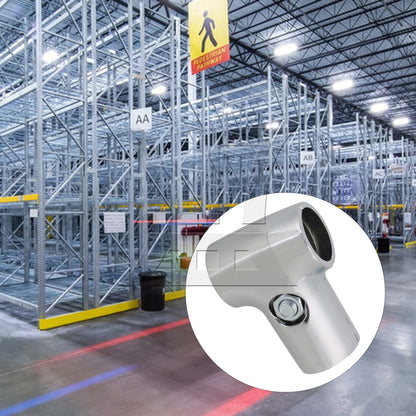 BQLZR 25mm Shelf Display Rack Scaffold Tube Connector Aluminum Tee Pipe Fitting Silver