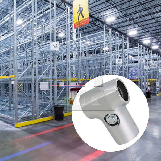 BQLZR 25mm Shelf Display Rack Scaffold Tube Connector Aluminum Tee Pipe Fitting Silver