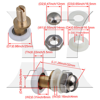 BQLZR Partiality Shower Door Roller Runner Wheel 25mm For 5mm-8mm Glass Replacement