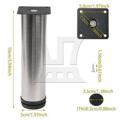 BQLZR Adjustable Stainless Steel Furniture Legs w/ Feet Pad 1.97" x 7.87"