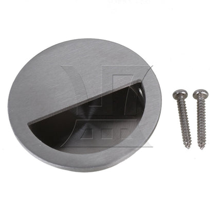BQLZR Silver Flush Round 304 Stainless Steel Flush Cabinet Drawer Knob Pull 50mm
