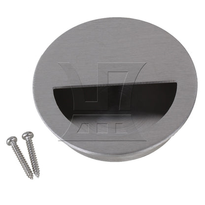 BQLZR Silver Circle Flush Concealed 304 Stainless Steel Closet Knob OD 70mm/2.76"