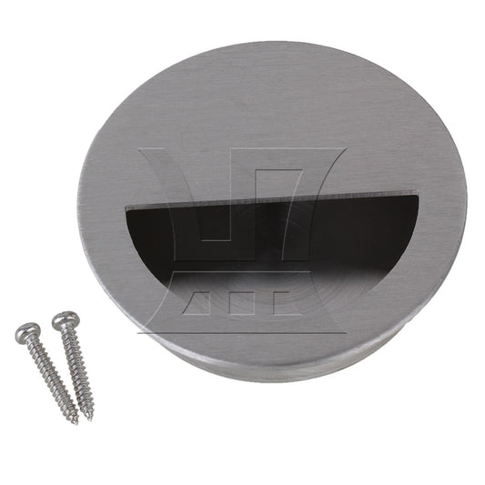 BQLZR Silver Circle Flush Concealed 304 Stainless Steel Closet Knob OD 70mm/2.76"