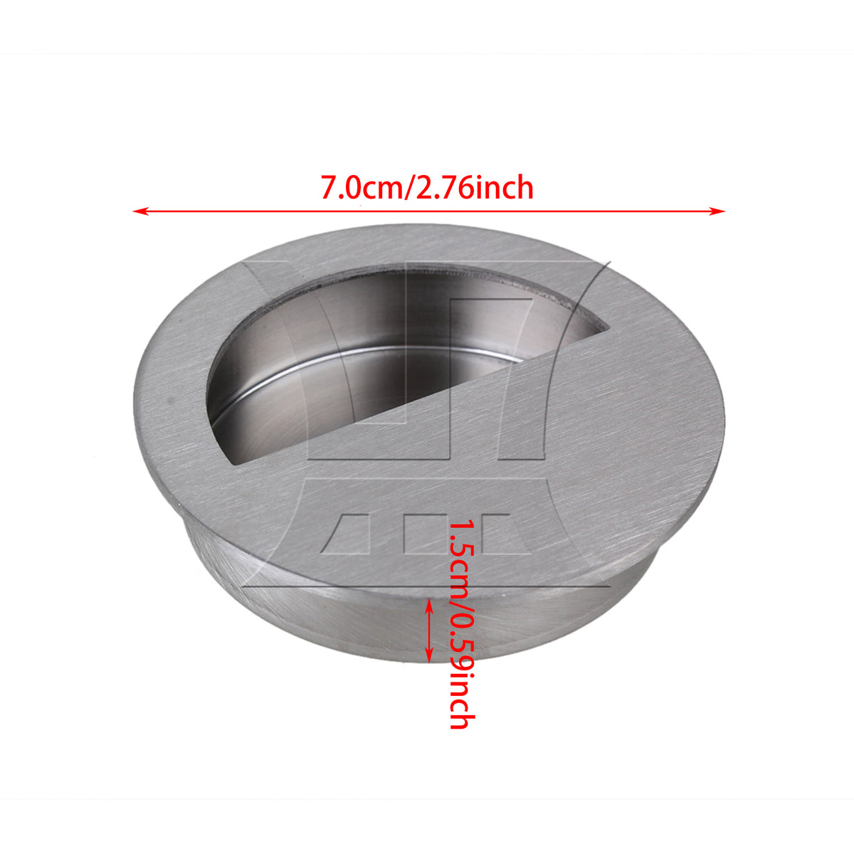 BQLZR Silver Circle Flush Concealed 304 Stainless Steel Closet Knob OD 70mm/2.76"
