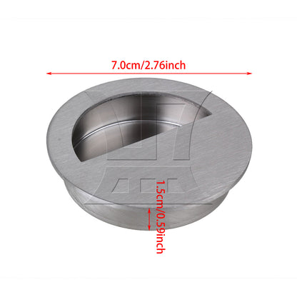 BQLZR Silver Circle Flush Concealed 304 Stainless Steel Closet Knob OD 70mm/2.76"