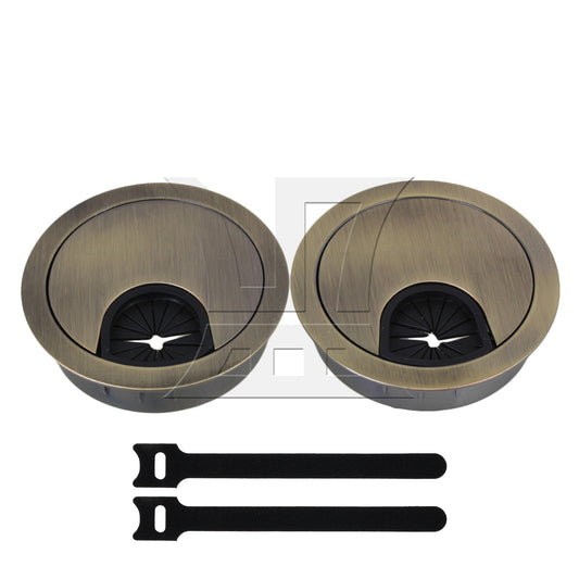 BQLZR Zinc Alloy 50mm Bronze Cable Grommets Office Desk Tidy Wire Hole Cover Set of 2