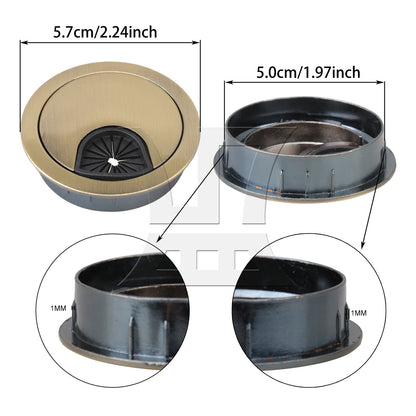 BQLZR Zinc Alloy 50mm Bronze Cable Grommets Office Desk Tidy Wire Hole Cover Set of 2