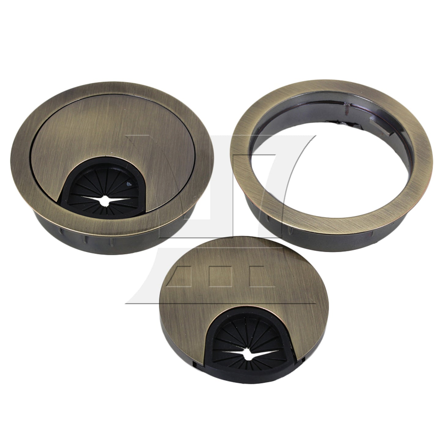 BQLZR Zinc Alloy 50mm Bronze Cable Grommets Office Desk Tidy Wire Hole Cover Set of 2