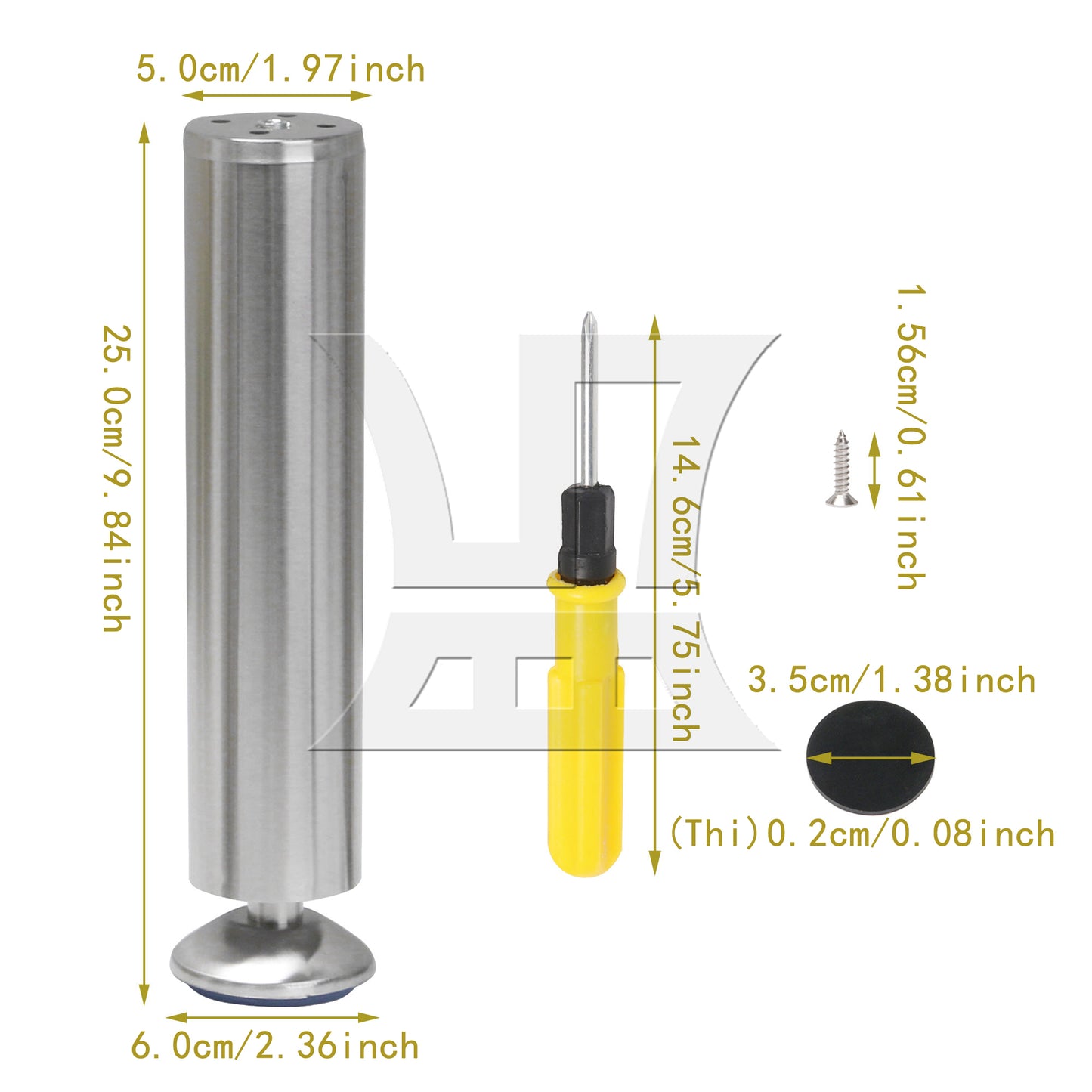 BQLZR  1.97"x9.84" Stainless Steel Adjustable Cabinet Legs w/ Screwdriver
