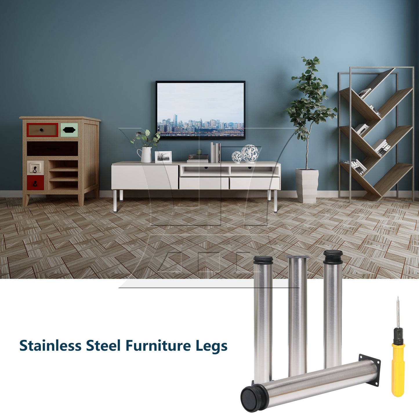 BQLZR  50x350mm Adjustable Cabinet Coffee Table Leg Stainless Steel w/ Screws