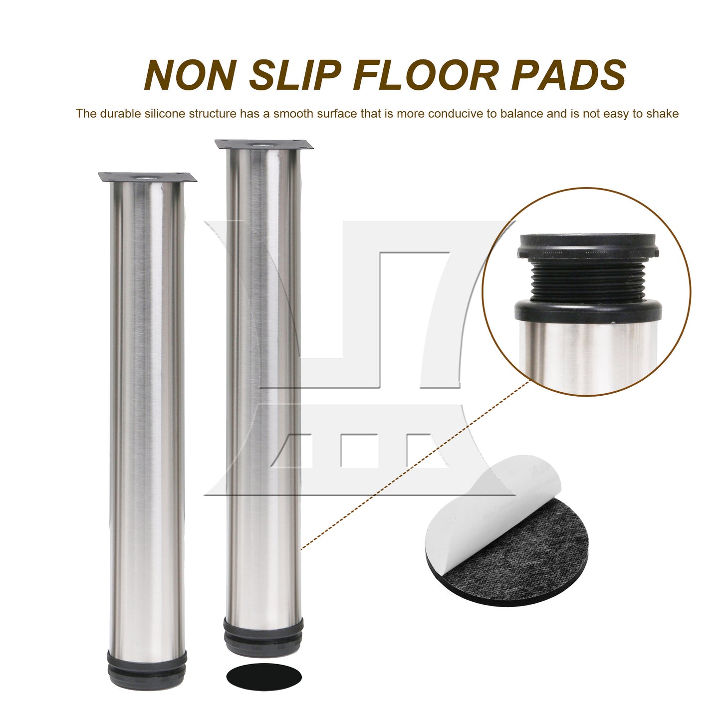 BQLZR  50x350mm Adjustable Cabinet Coffee Table Leg Stainless Steel w/ Screws