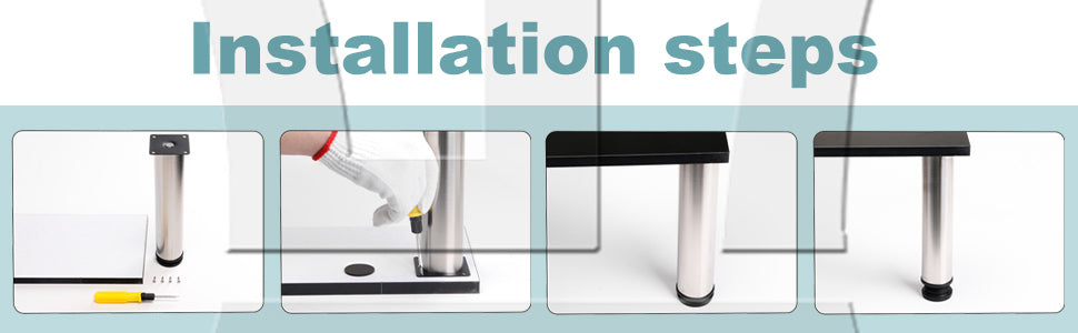 BQLZR  50x350mm Adjustable Cabinet Coffee Table Leg Stainless Steel w/ Screws