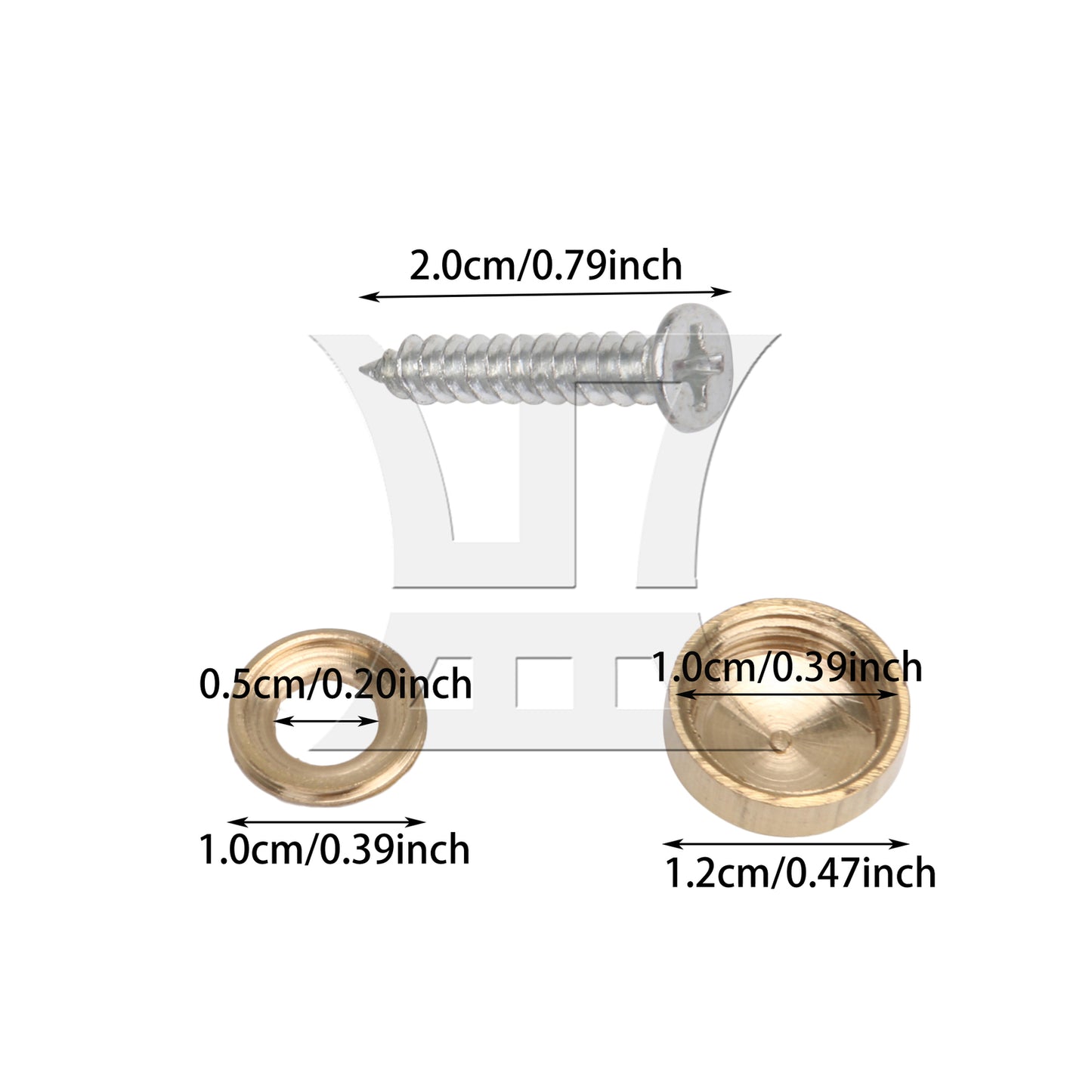 BQLZR 8pcs 12mm Dia Golden Furniture Fittings Table Mirror Cap Copper with Screws